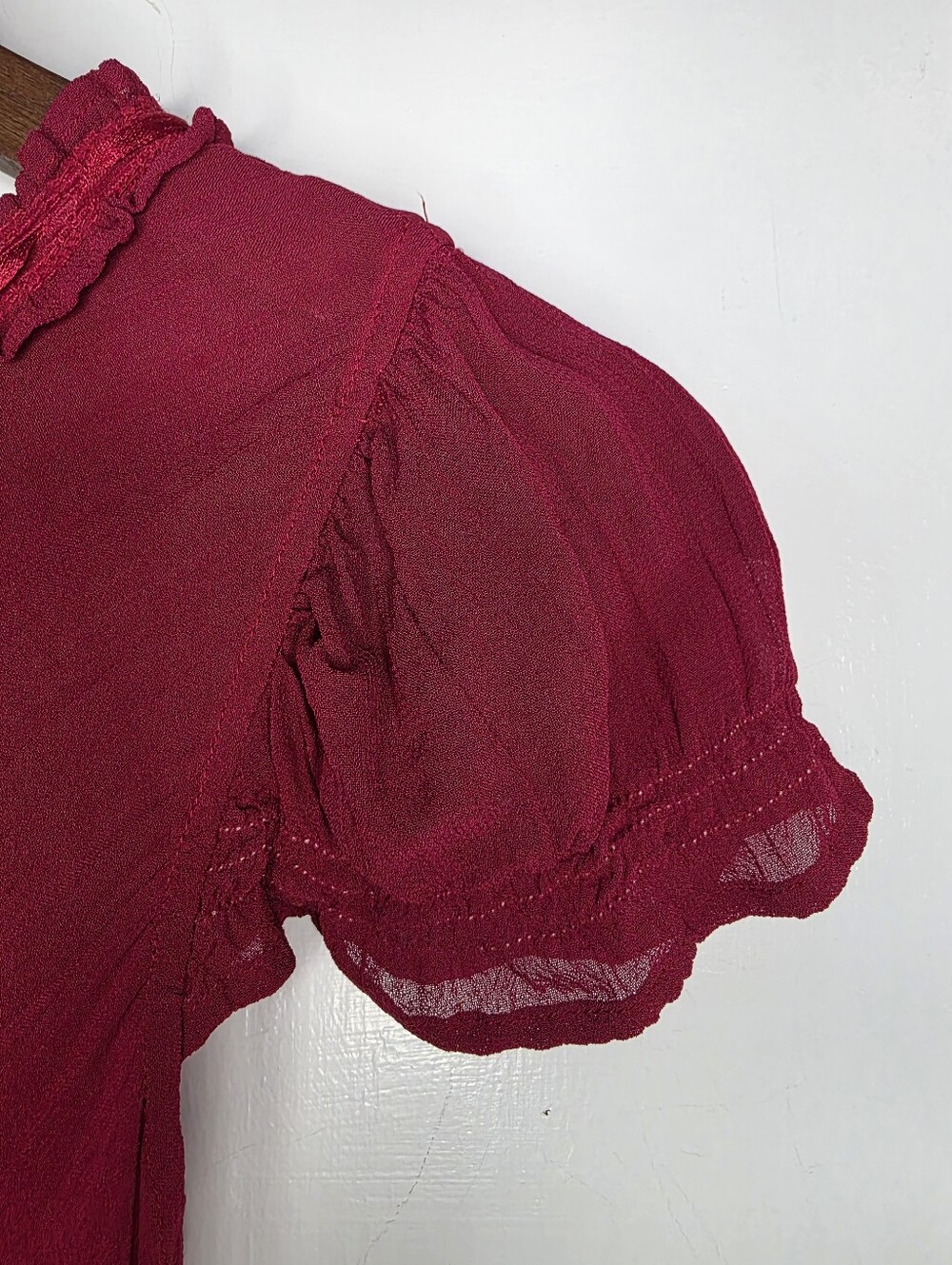 April Cornell Sheer Overlay Dress – Girls’ Size 11/12 – Berry Red - Picture 5 of 10